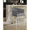 Iconic Home   Ardee Bar Stool Chair Velvet Upholstered Shelter Arm Shell Design 3 Legged Chrome Tone Solid Metal Base
